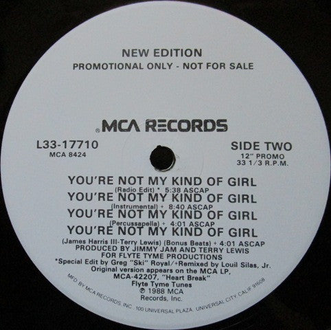 New Edition : You're Not My Kind Of Girl (12", Single, Promo)