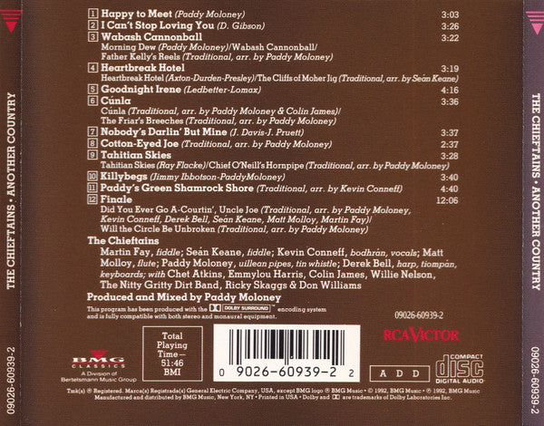 The Chieftains With Chet Atkins, Emmylou Harris, Colin James (2), Willie Nelson, Nitty Gritty Dirt Band, Ricky Skaggs, Don Williams (2) : Another Country (CD, Album, Dol)