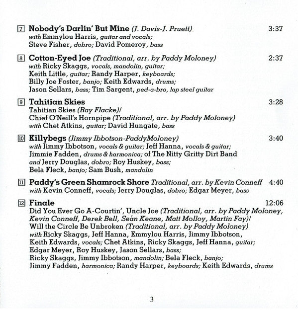 The Chieftains With Chet Atkins, Emmylou Harris, Colin James (2), Willie Nelson, Nitty Gritty Dirt Band, Ricky Skaggs, Don Williams (2) : Another Country (CD, Album, Dol)