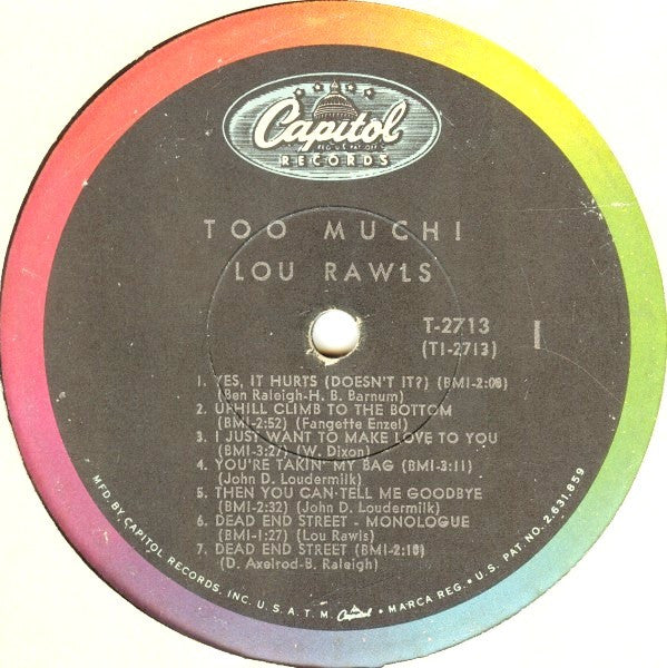 Lou Rawls : Too Much! (LP, Album, Mono, Scr)