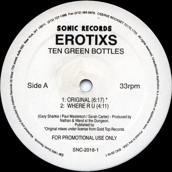 Erotixs : Ten Green Bottles (12", Promo)