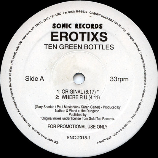 Erotixs : Ten Green Bottles (12", Promo)