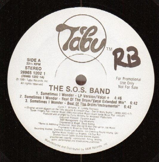 The S.O.S. Band : Sometimes I Wonder (12", Promo)