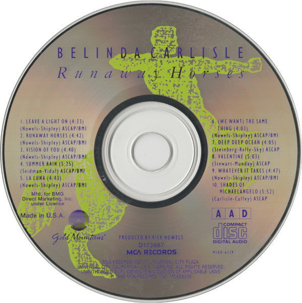 Belinda Carlisle : Runaway Horses (CD, Album, Club)