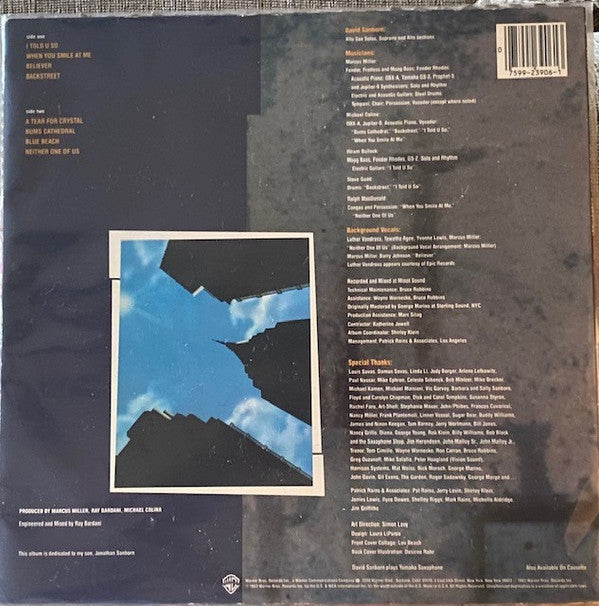 David Sanborn : Backstreet (LP, Album, Jac)