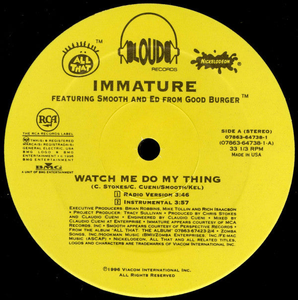 Immature Featuring Smooth (4) And Ed From Good Burger : Watch Me Do My Thing (12", Single)