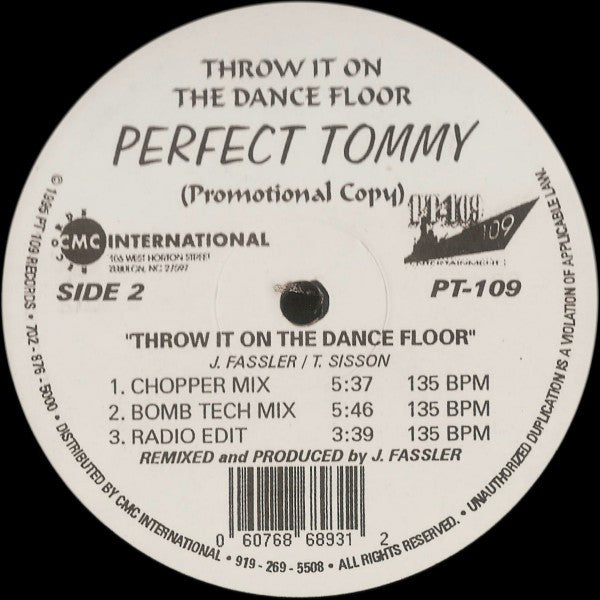 Perfect Tommy : Throw It On The Dance Floor (12", Promo)