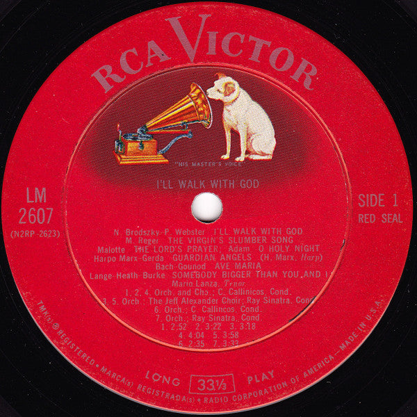 Mario Lanza : I'll Walk With God (LP, Mono)