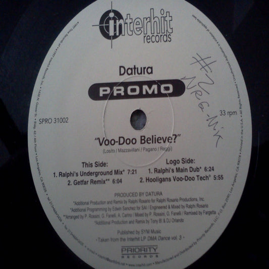 Datura : Voo-Doo Believe? (12", Promo)