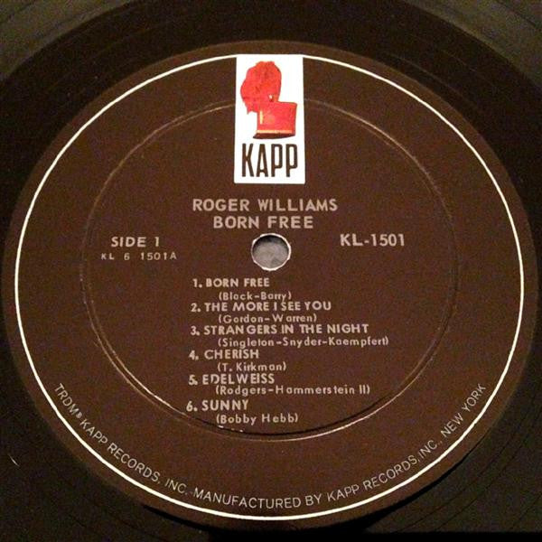 Roger Williams (2) : Born Free (LP, Album, Mono)