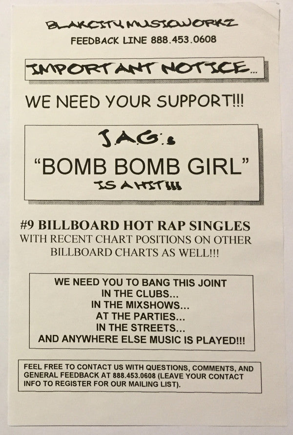 J.A.G. (2) : Bomb Bomb Girl (12", Single)