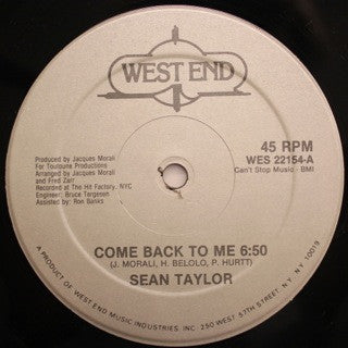 Sean Taylor : Come Back To Me / I Can't Live Without You (12")