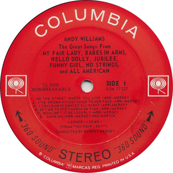 Andy Williams : Songs From My Fair Lady And Other Broadway Hits (LP, Album, Ter)