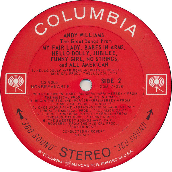 Andy Williams : Songs From My Fair Lady And Other Broadway Hits (LP, Album, Ter)