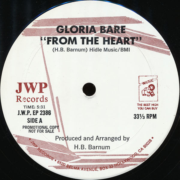 Gloria Bare : From The Heart (12", Promo)