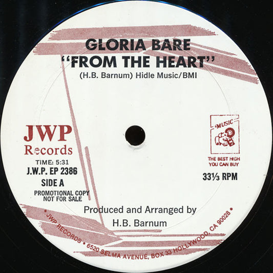 Gloria Bare : From The Heart (12", Promo)