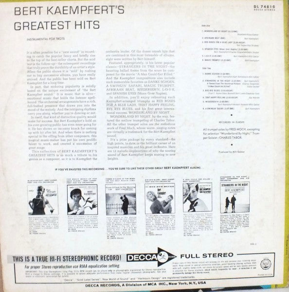 Bert Kaempfert & His Orchestra : Bert Kaempfert's Greatest Hits (LP, Comp)