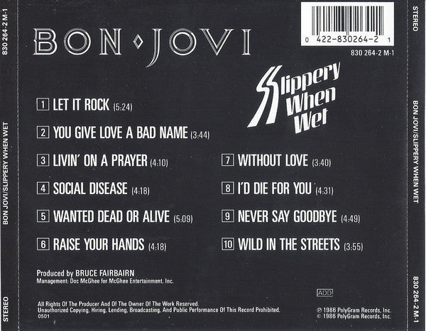 Bon Jovi : Slippery When Wet (CD, Album)