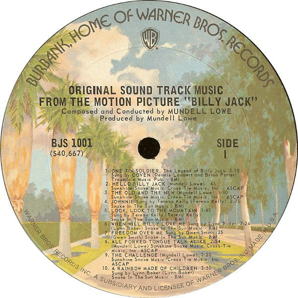 Various : Original Sound Track Music From The Motion Picture "Billy Jack" (LP, Album, RE)
