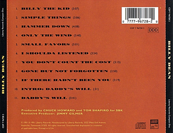Billy Dean : Billy Dean (CD, Album)