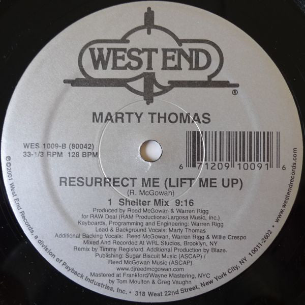 Marty Thomas : Resurrect Me (Lift Me Up) (2x12")