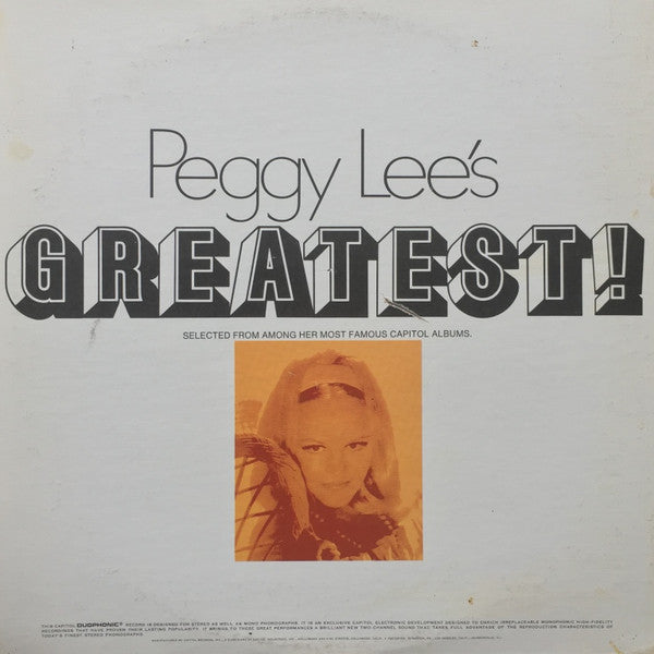 Peggy Lee : Peggy Lee's Greatest! (LP, Comp, RE, Win)