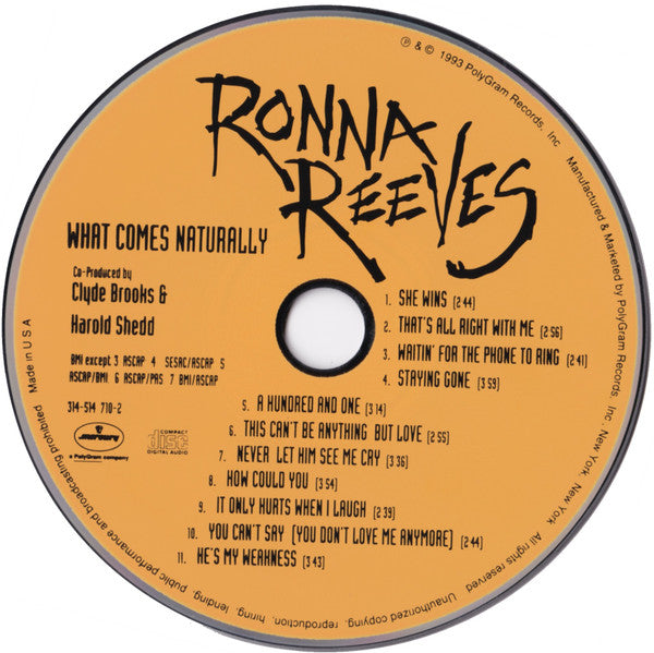 Ronna Reeves : What Comes Naturally (CD, Album)
