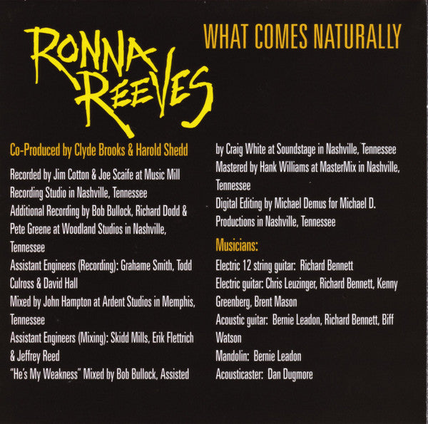 Ronna Reeves : What Comes Naturally (CD, Album)
