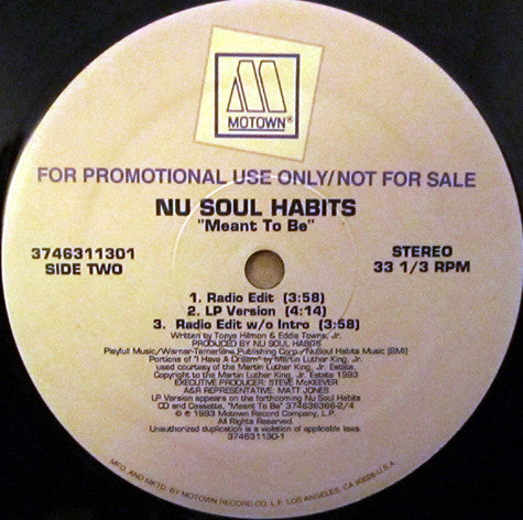 Nu Soul Habits : Meant To Be (12", Promo)