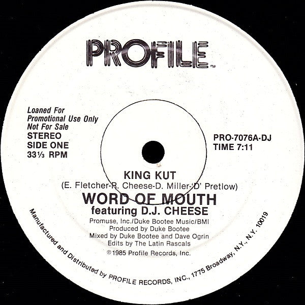 Word Of Mouth (2) Featuring DJ Cheese : King Kut (12", Single, Promo)