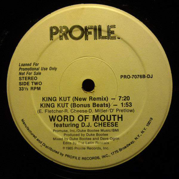 Word Of Mouth (2) Featuring DJ Cheese : King Kut (12", Single, Promo)