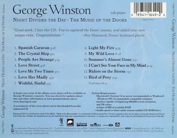 George Winston : Night Divides The Day • The Music Of The Doors (CD, Album, Enh)