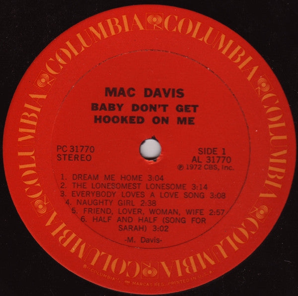 Mac Davis : Baby Don't Get Hooked On Me (LP, Album, RP)