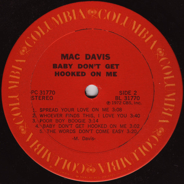 Mac Davis : Baby Don't Get Hooked On Me (LP, Album, RP)