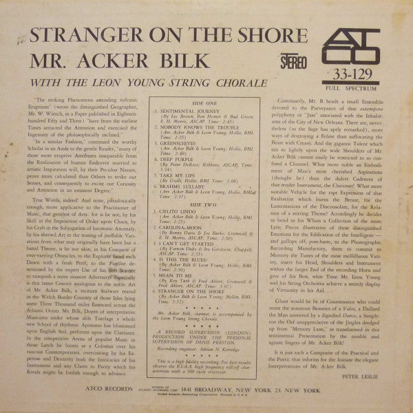 Acker Bilk With The Leon Young String Chorale : Stranger On The Shore (LP, Album)