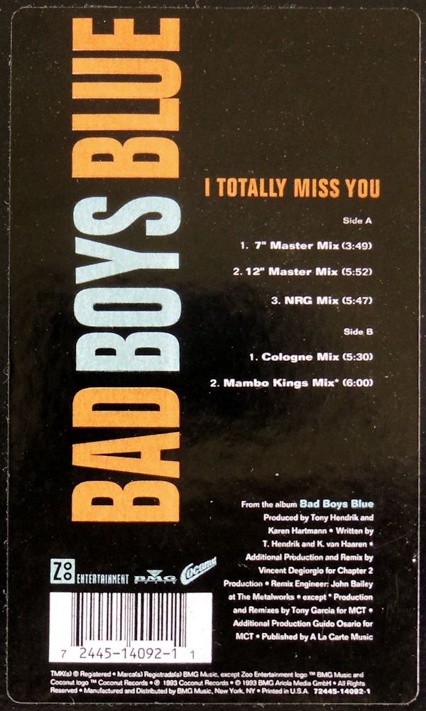 Bad Boys Blue : I Totally Miss You (12", Maxi)