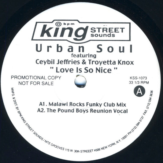 Urban Soul : Love Is So Nice (12", Promo)