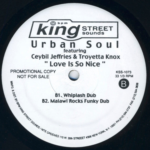Urban Soul : Love Is So Nice (12", Promo)
