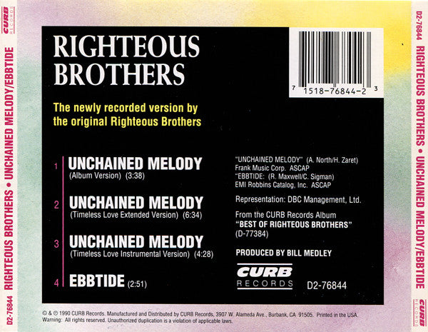 Righteous Brothers* : Unchained Melody/Ebbtide (CD, Maxi)