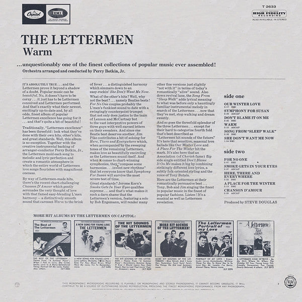 The Lettermen : Warm (LP, Mono, Scr)