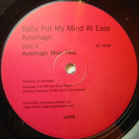 Automagic : Baby Put My Mind At Ease (12")
