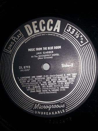 Jan Garber : Music From The Blue Room (LP, Album, Mono)