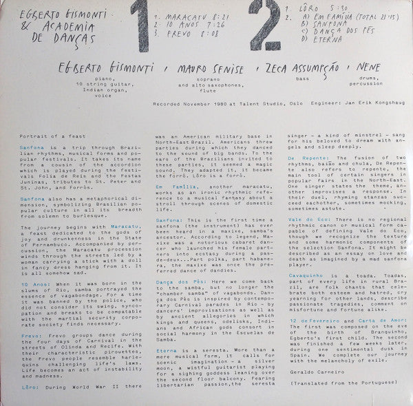 Egberto Gismonti & Academia De Danças : Sanfona (2xLP, Album)