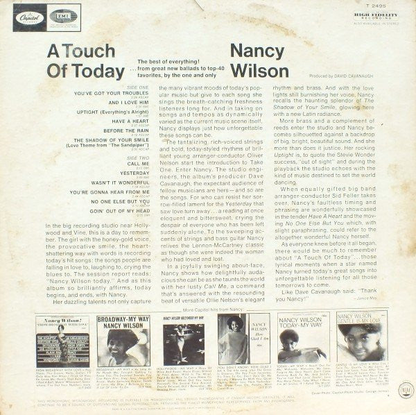 Nancy Wilson : A Touch Of Today (LP, Album, Mono)