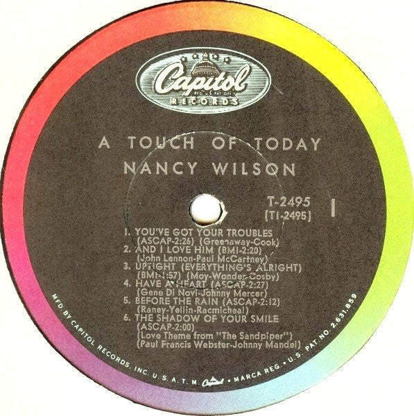 Nancy Wilson : A Touch Of Today (LP, Album, Mono)