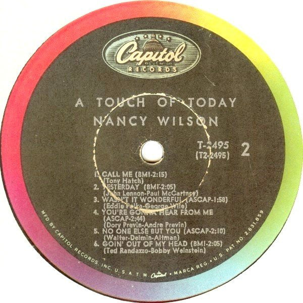 Nancy Wilson : A Touch Of Today (LP, Album, Mono)