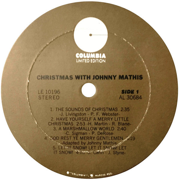 Johnny Mathis : Christmas With Johnny Mathis (LP, RE, Ter)