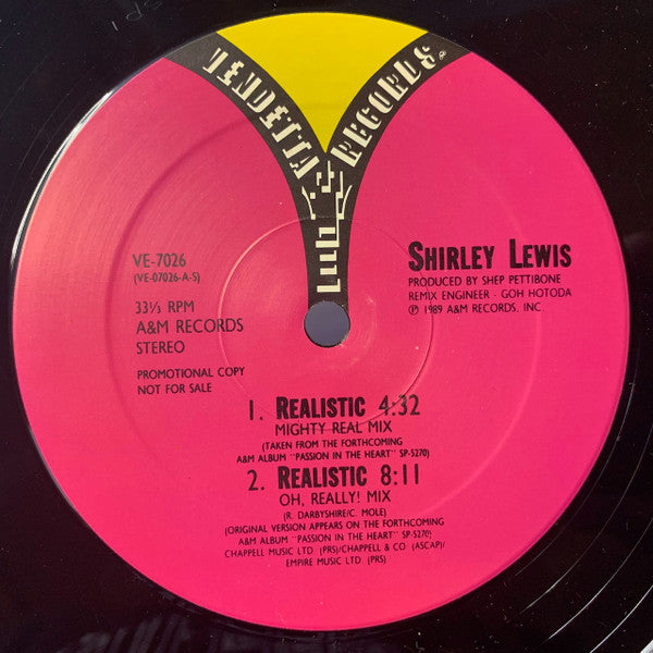Shirley Lewis : Realistic (12", Single, Promo)