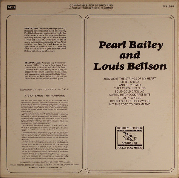 Pearl Bailey and Louis Bellson : Pearl Bailey And Louis Bellson (LP, Comp)