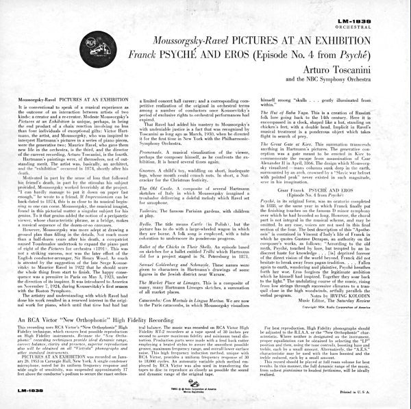 Modest Mussorgsky - Maurice Ravel / César Franck - Arturo Toscanini, NBC Symphony Orchestra : Pictures At An Exhibition / Psyche And Eros (LP, Mono)